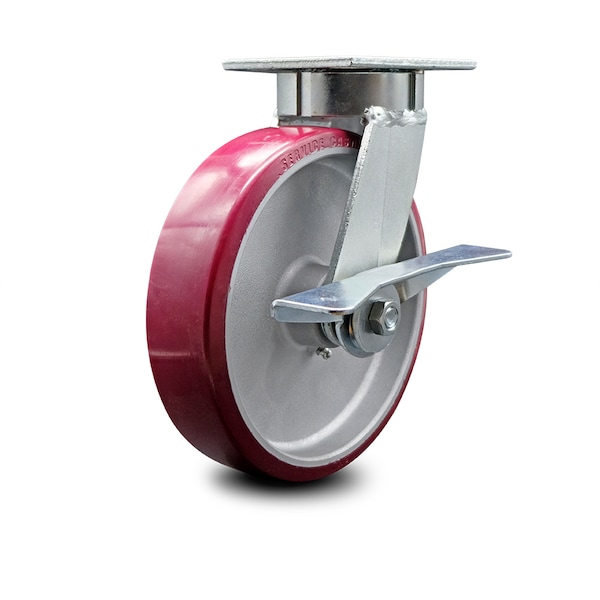 Service Caster 8 Inch Kingpinless Poly on Aluminum Wheel Swivel Caster with Brake SCC SCC-KP30S820-PAR-SLB - main